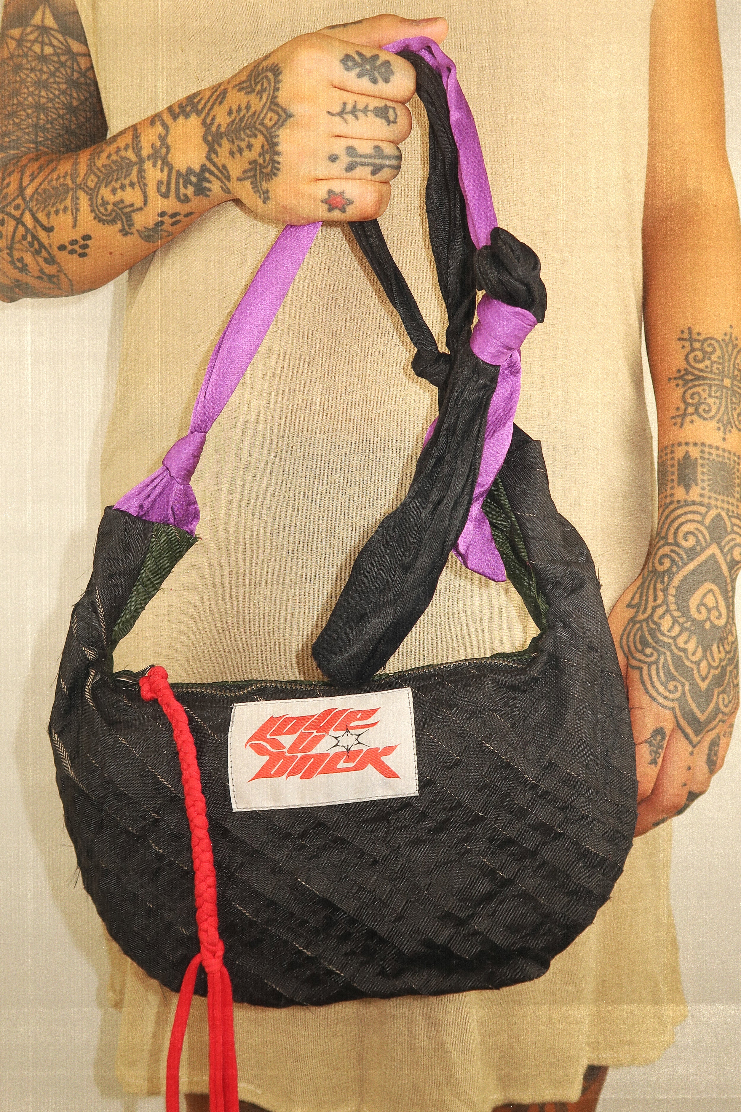 Black & Forest Green Knotted Bag