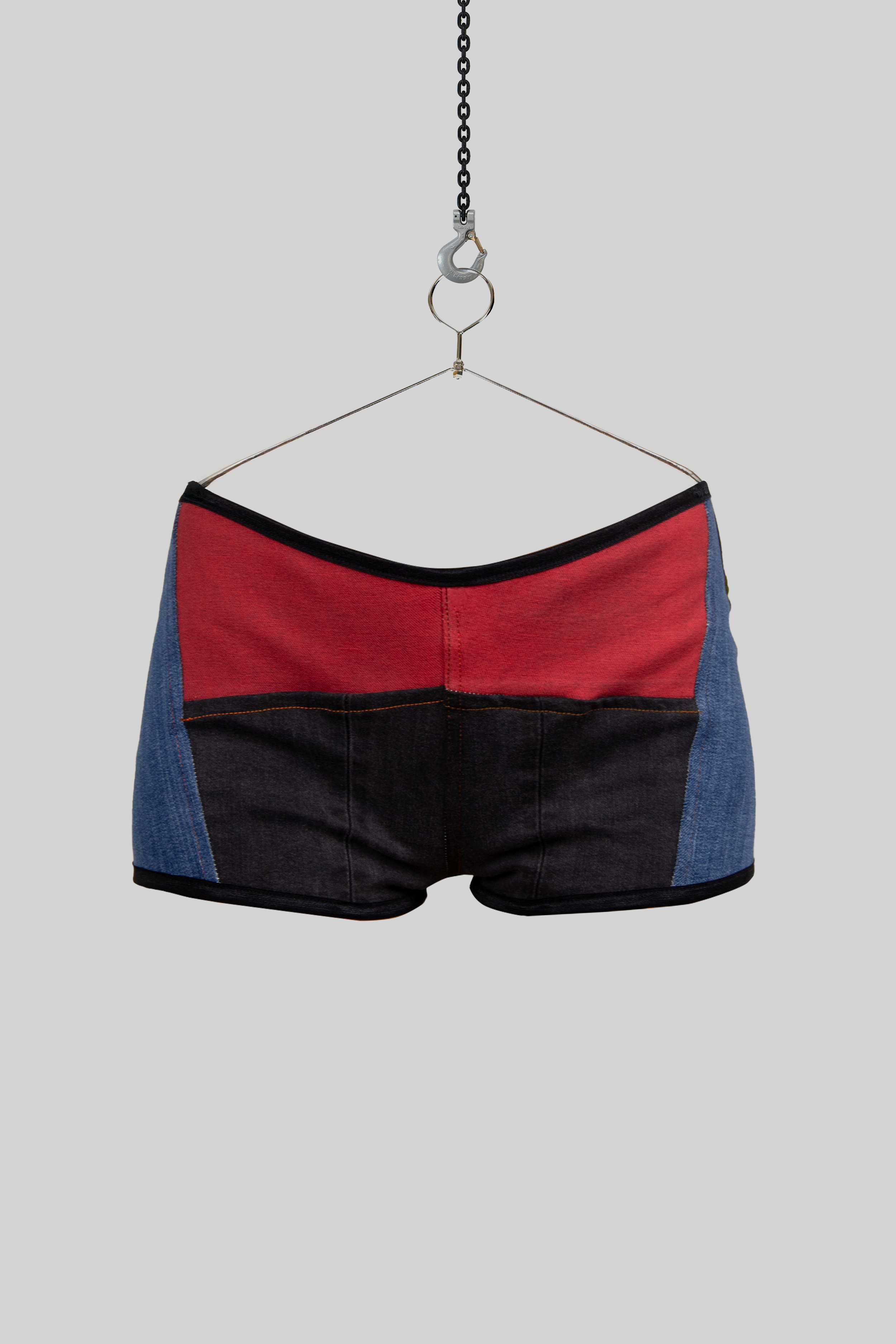 Colorblock Denim Micro Short