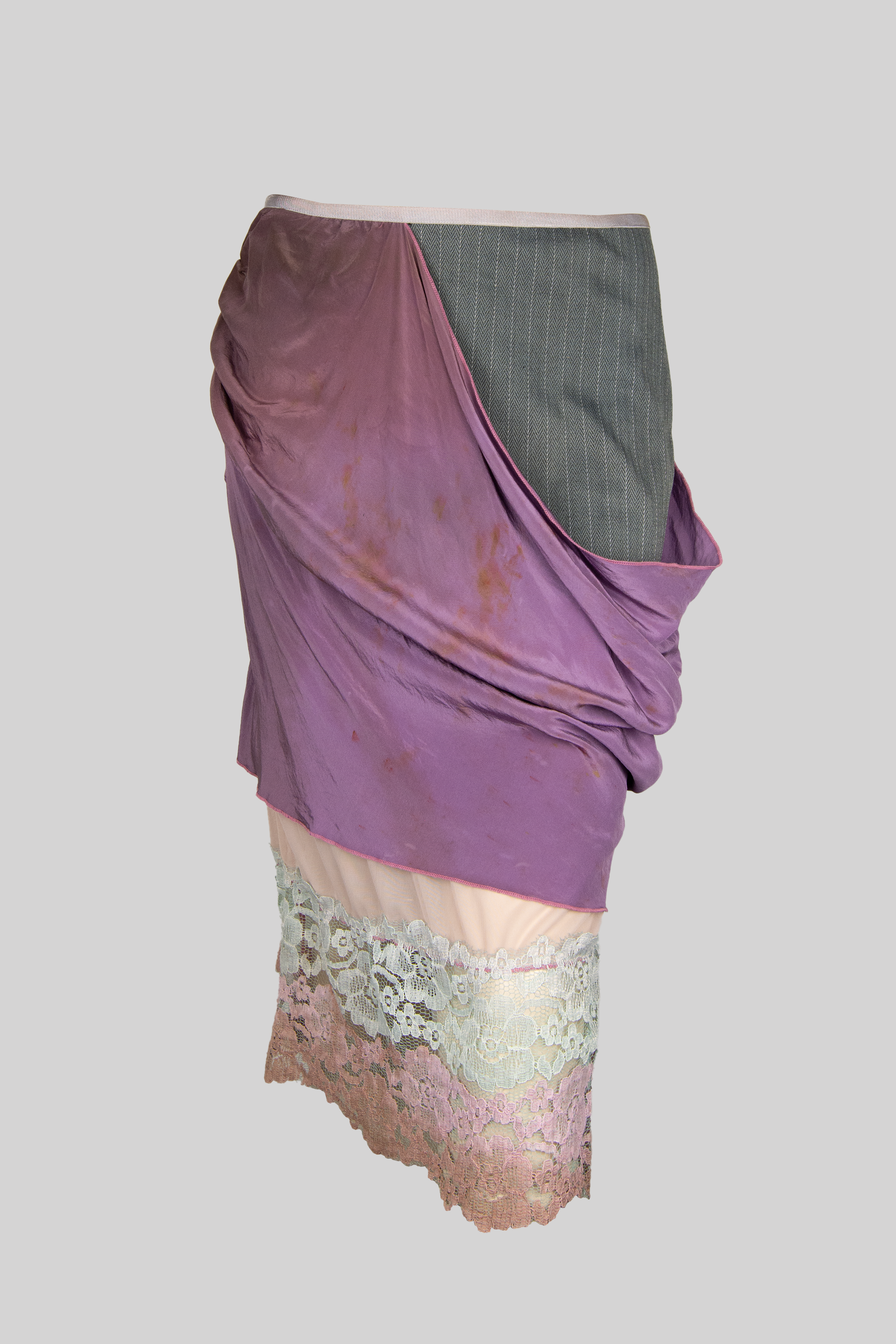 Violet Pinstripe Layered Lace Skirt