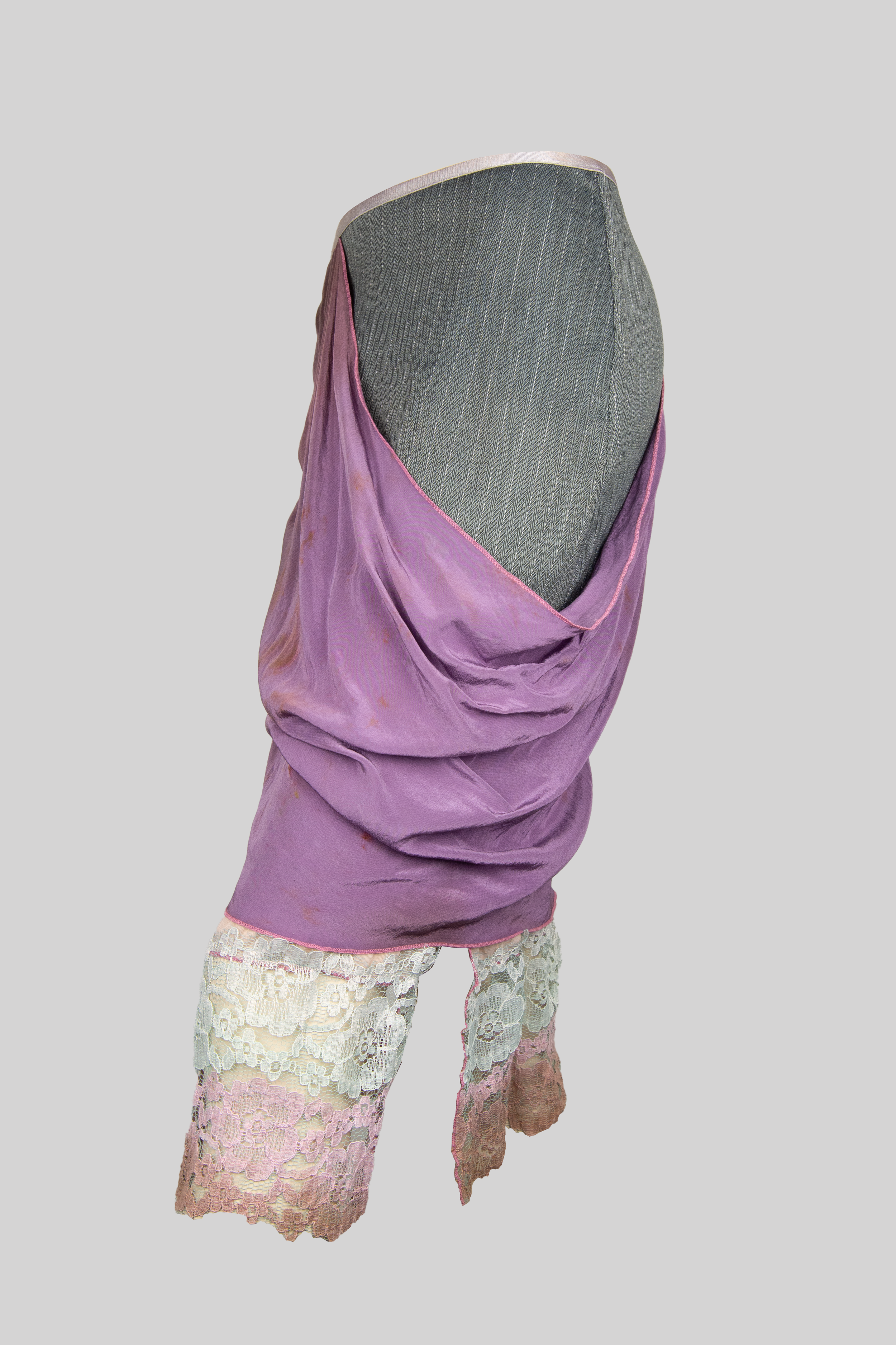 Violet Pinstripe Layered Lace Skirt