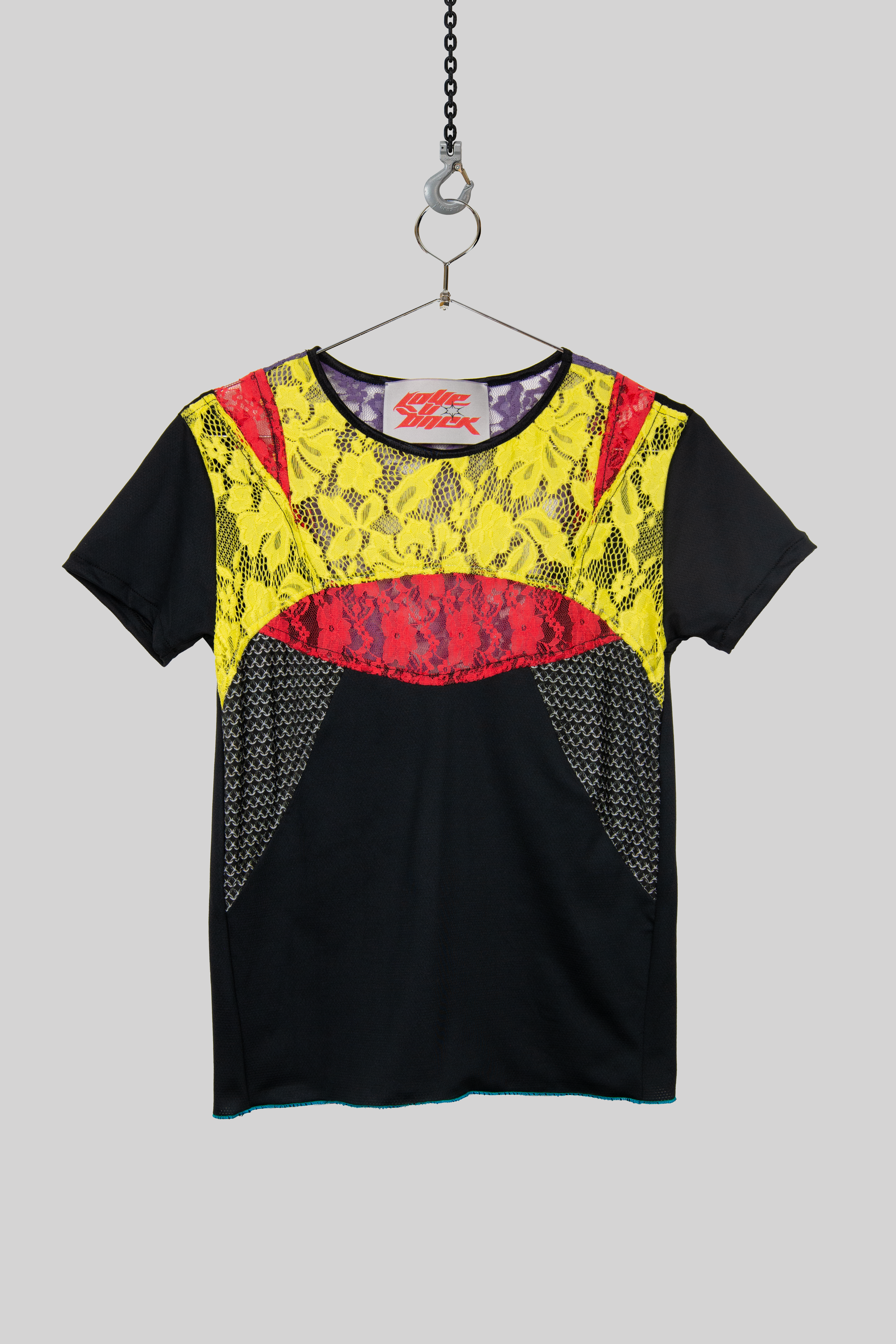 Black Lace Geometric Top