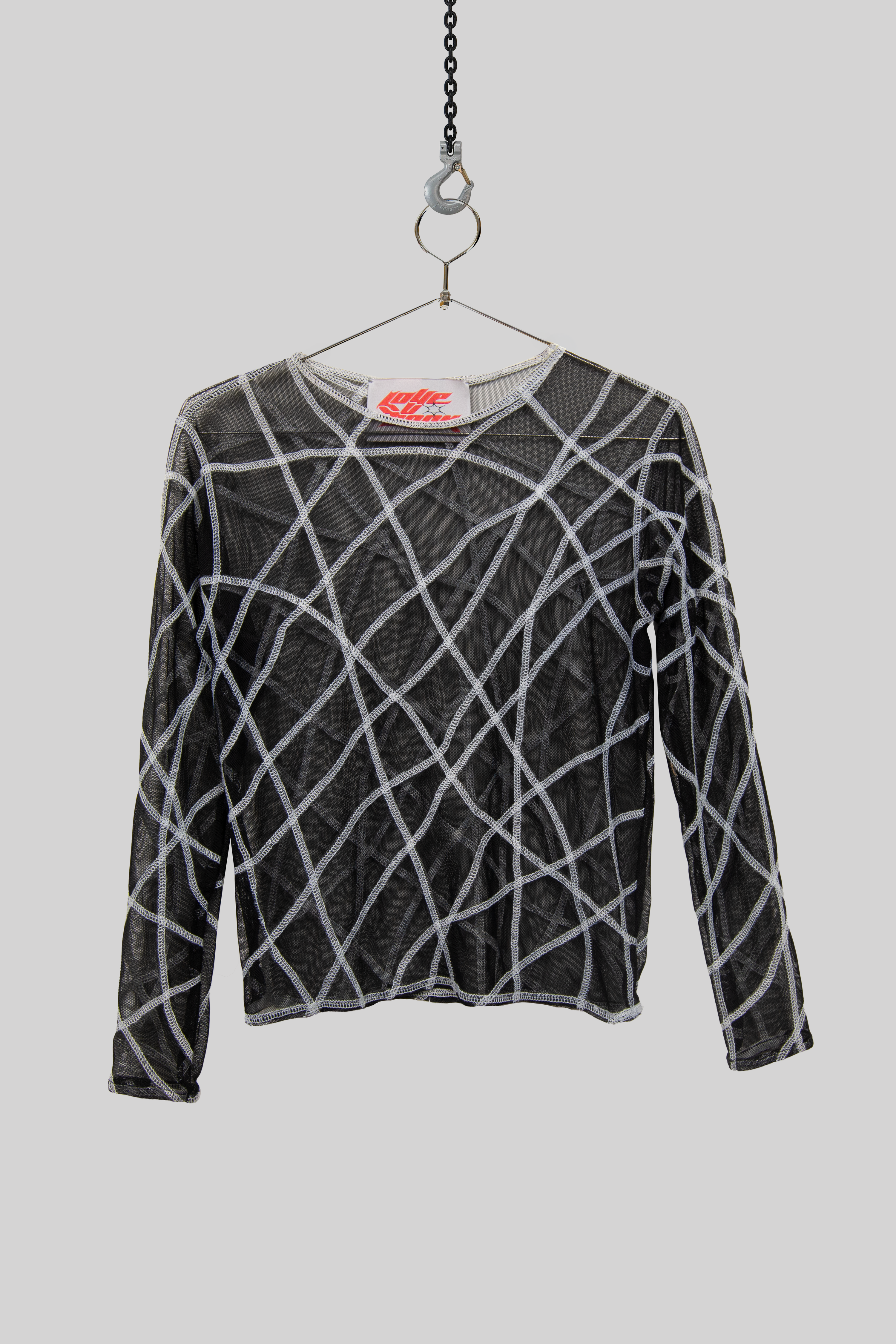 Black Mesh Stitch Top