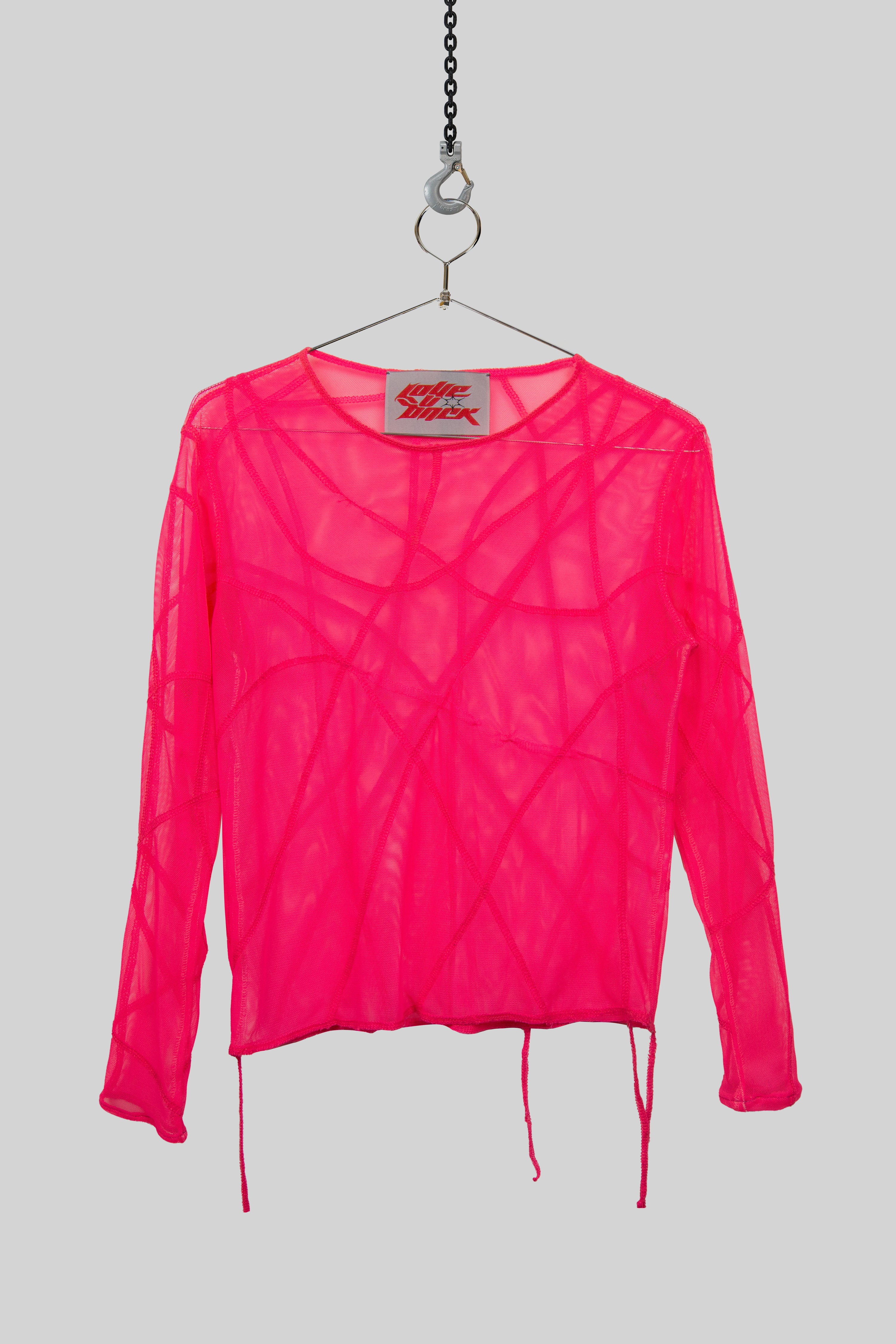 Neon Pink Mesh Stitch Top