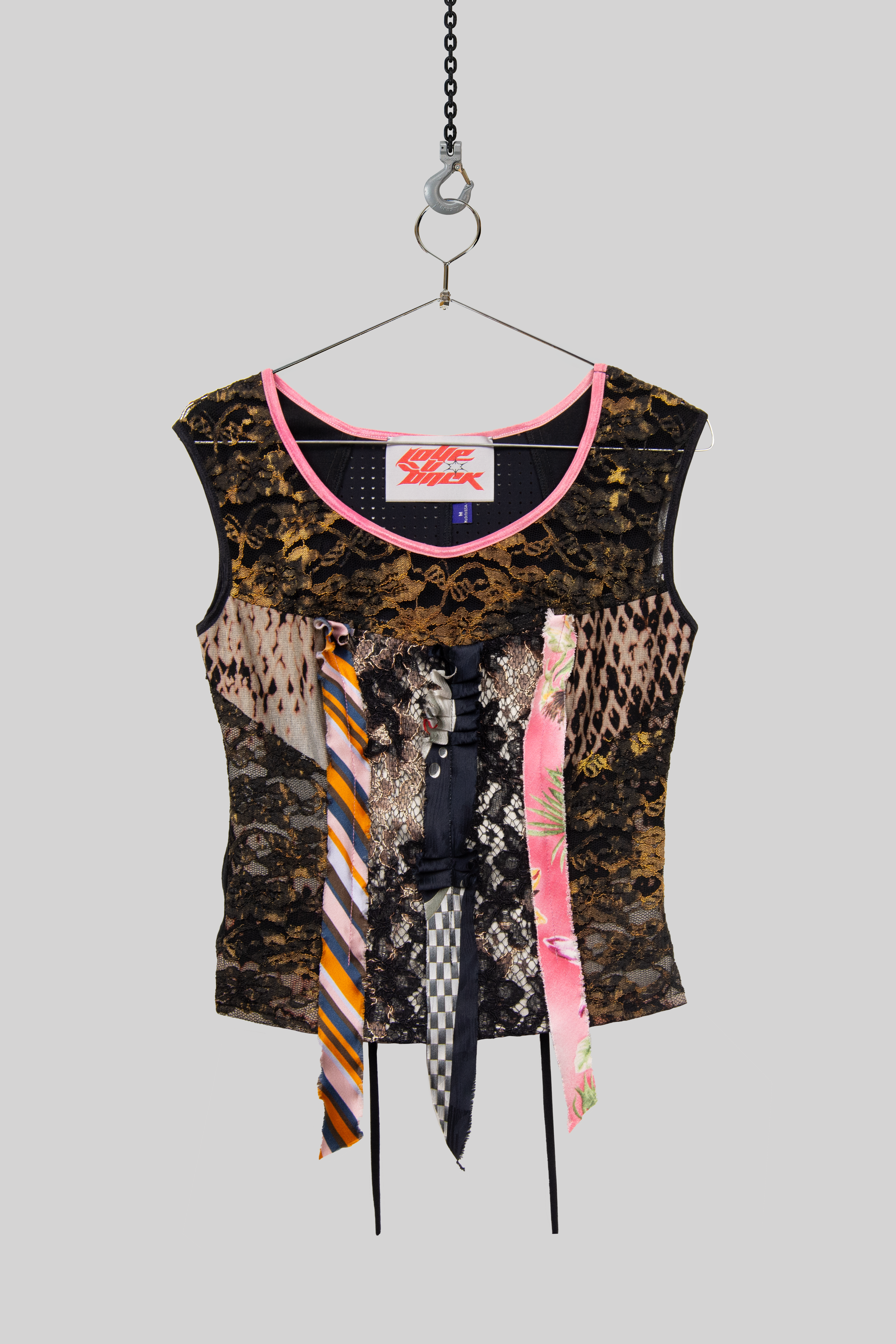 Black Lace Ribbon Bustier Top