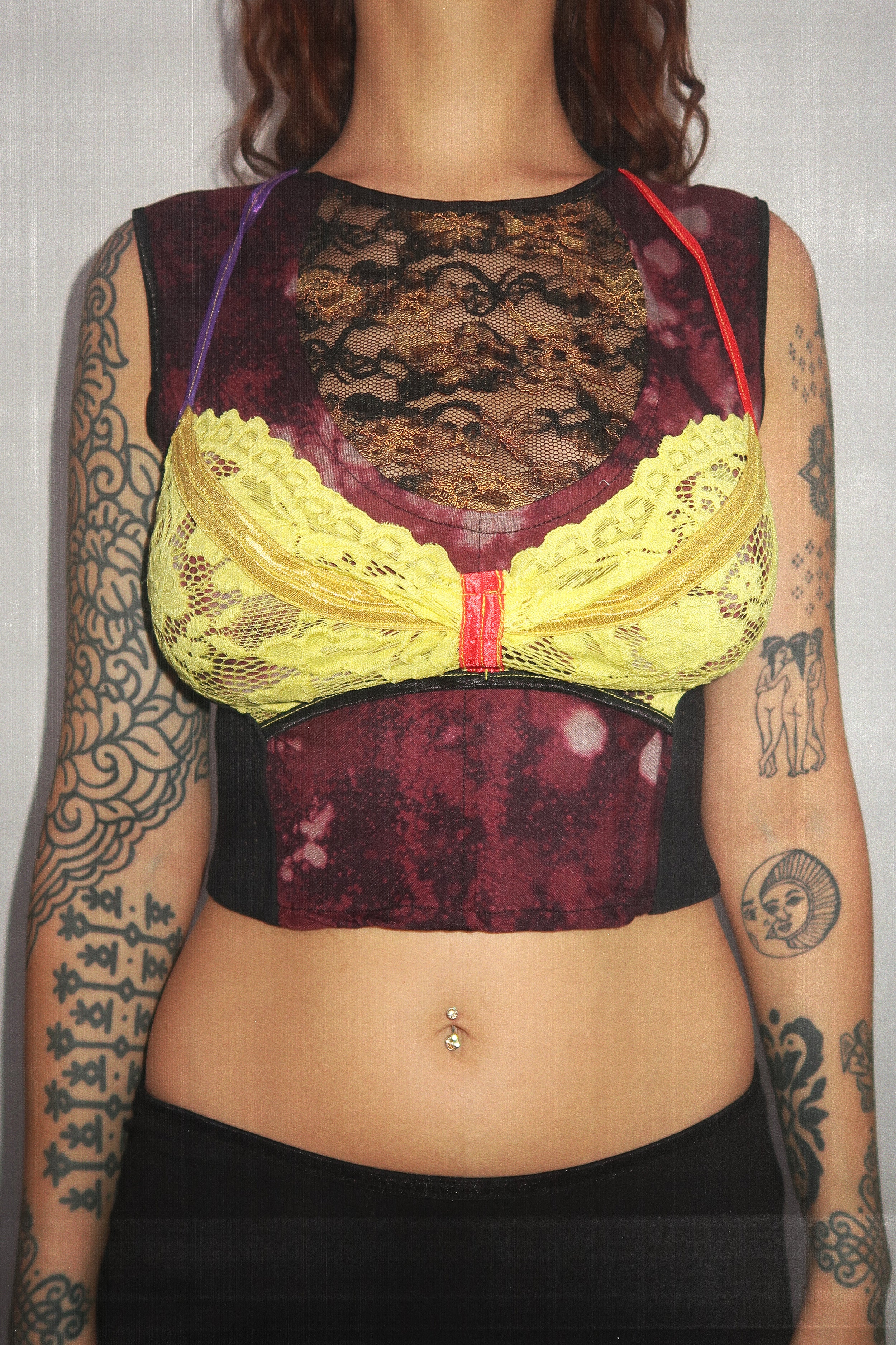 Lace Panel Bustier Top