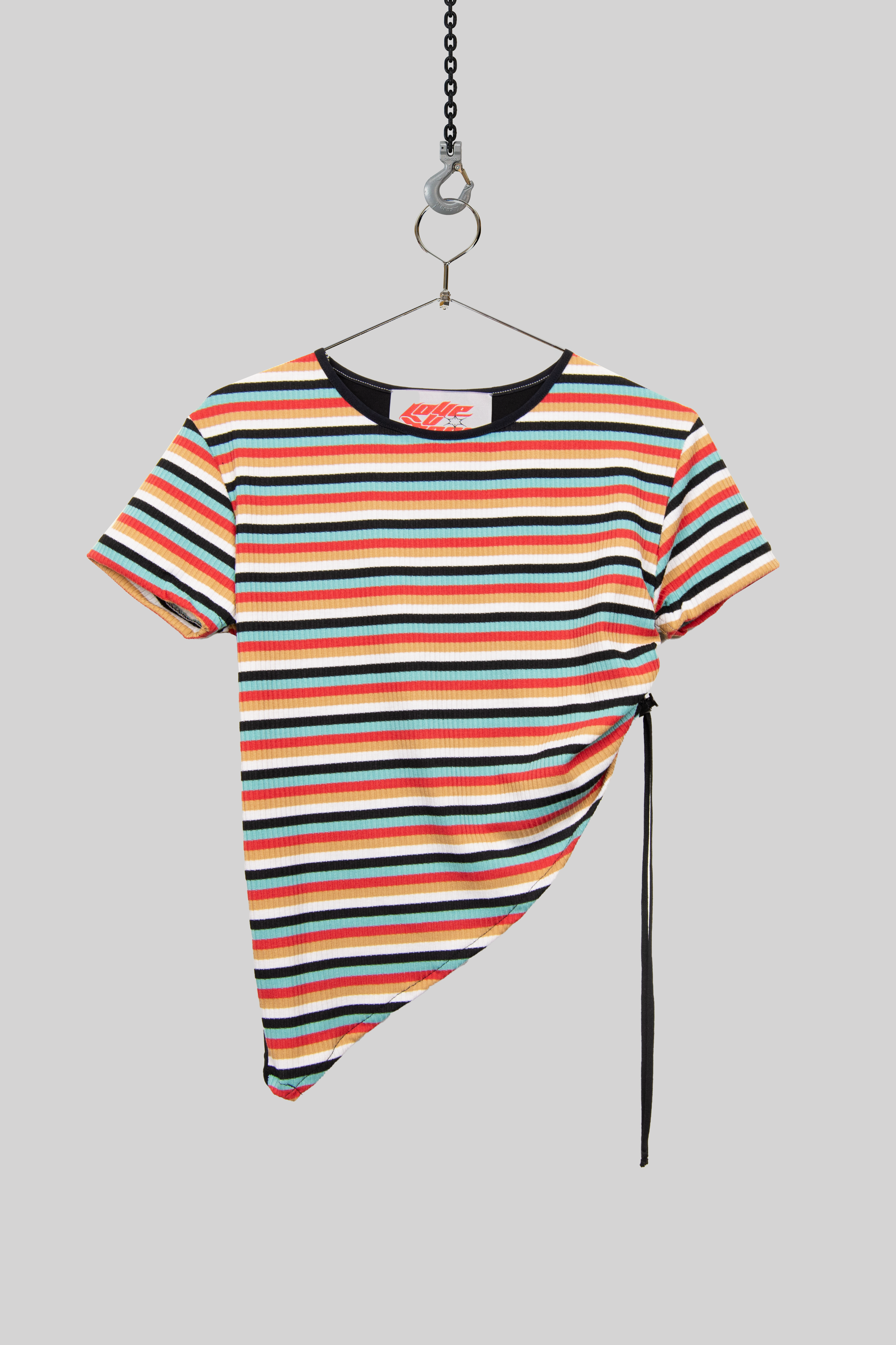 Multicolor Striped Asymmetric Top