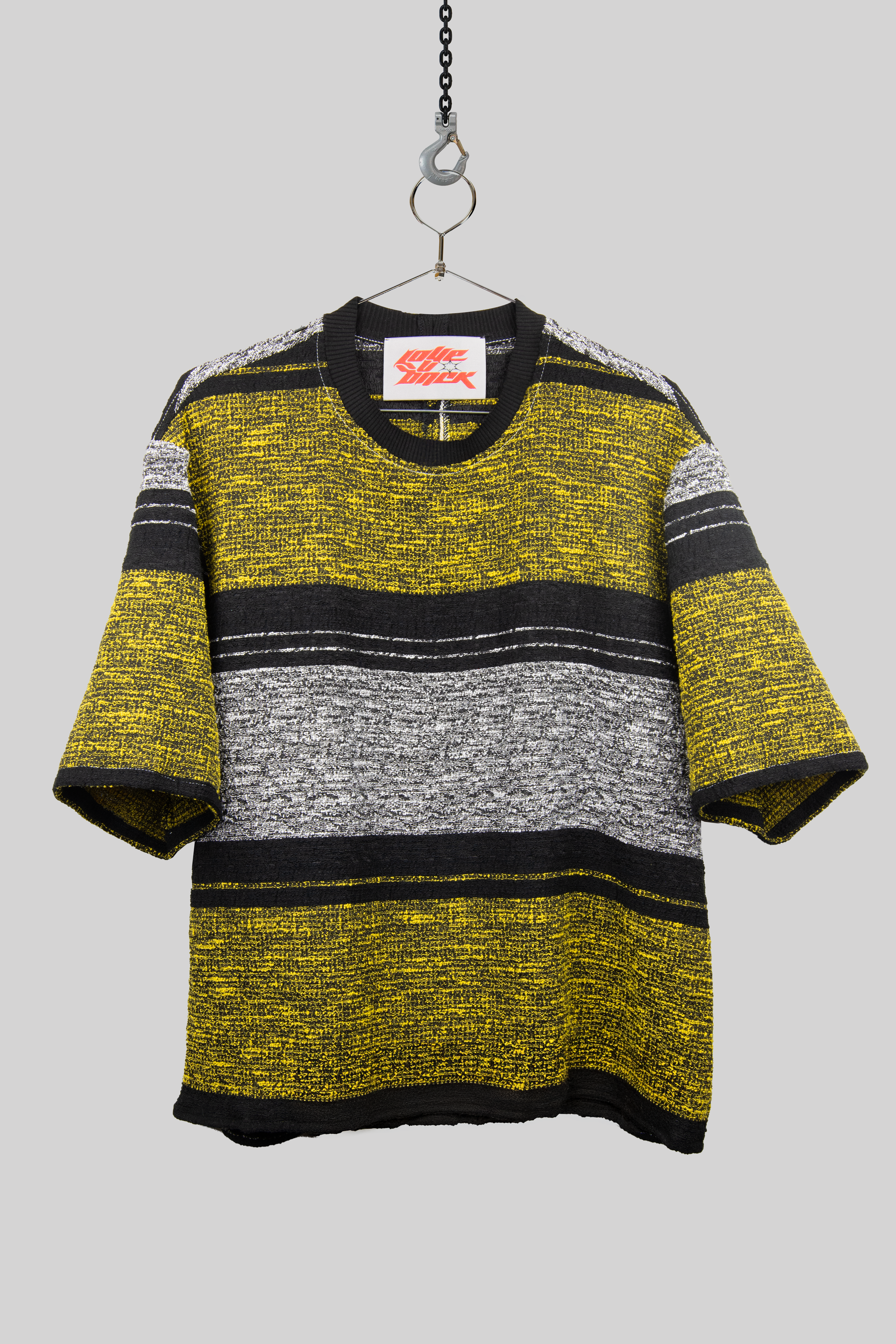 Yellow Black Striped Bouclé Top